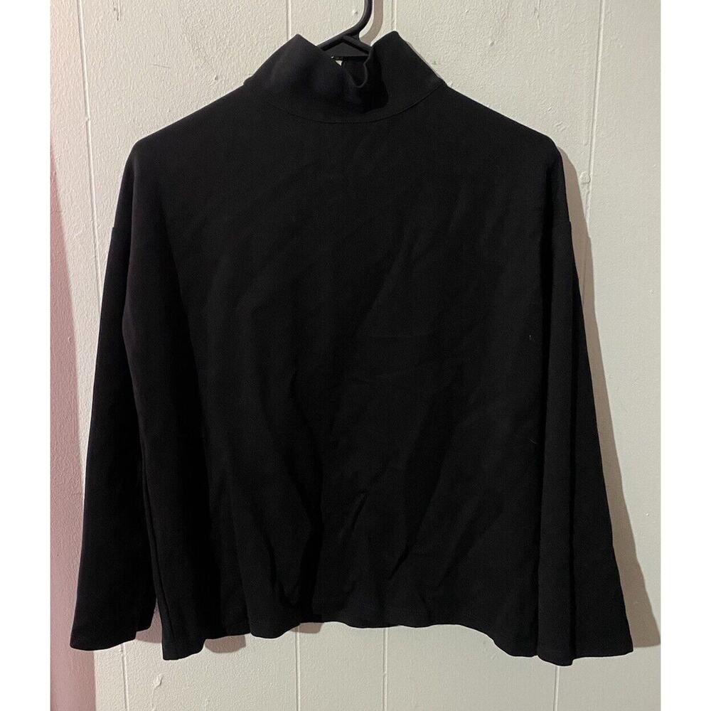 Emerson Fry women’s Edie top black long sleeve turtleneck with zipper back Xs